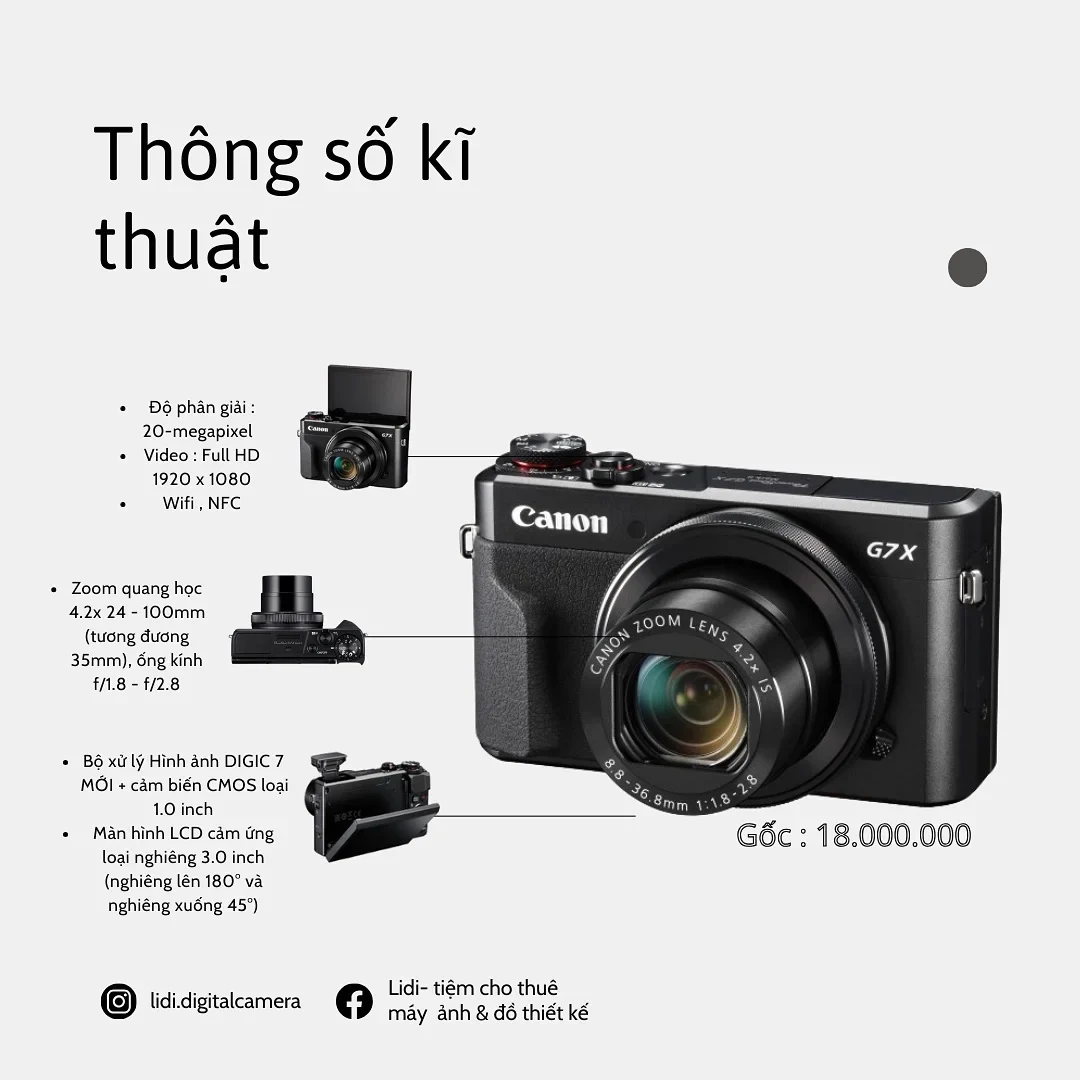 Photo 2 of Máy ảnh Canon G7X Mark II cho thuê