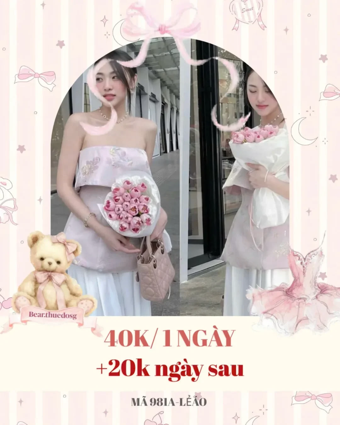 Ảnh 1 của Set Áo Dài Cách Tân Hồng Pastel Nữ