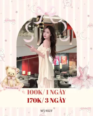 Ảnh 1 của Váy trễ vai kem nơ lớn size M