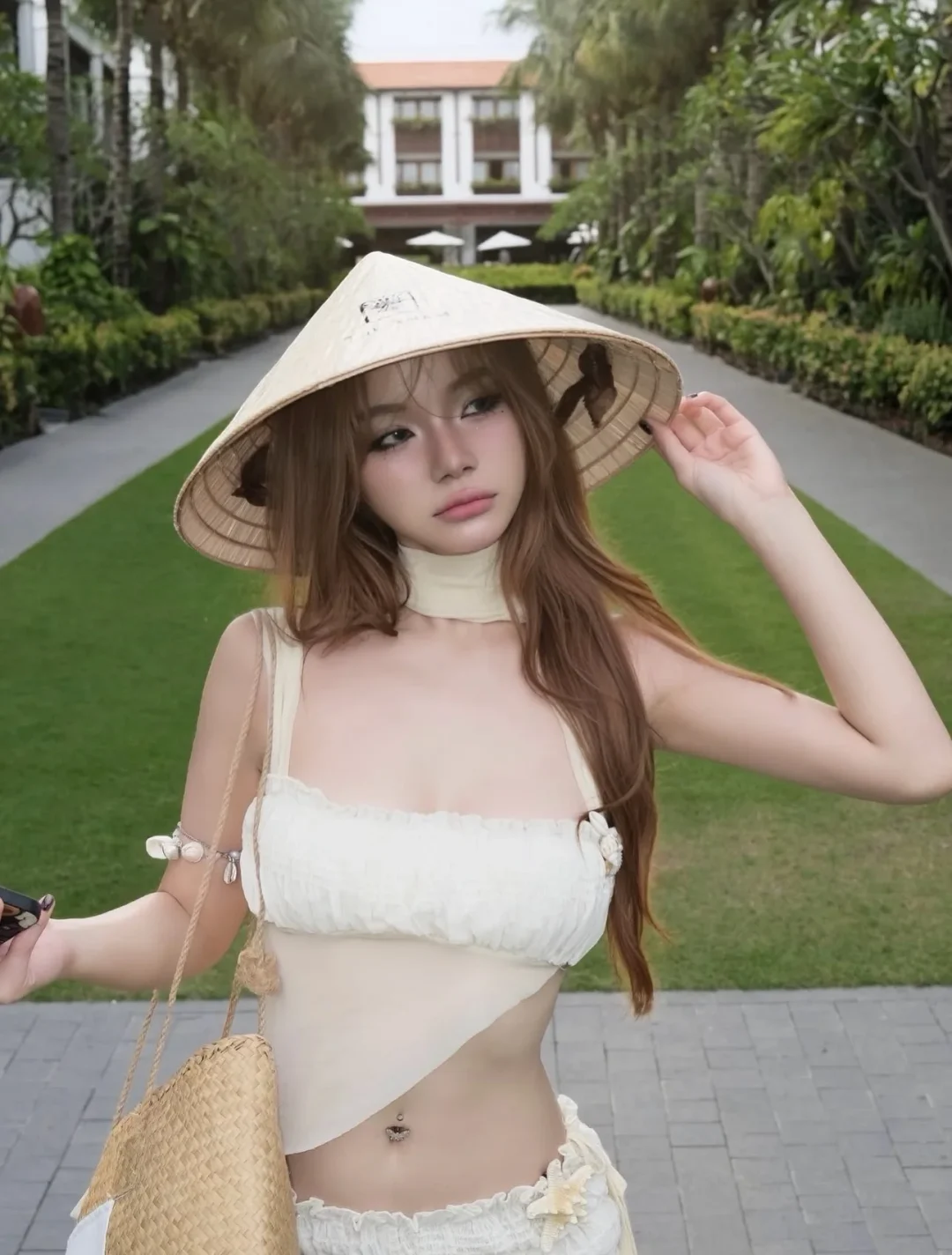 Ảnh 2 của Set đồ nữ hai dây bèo nhún kem freesize