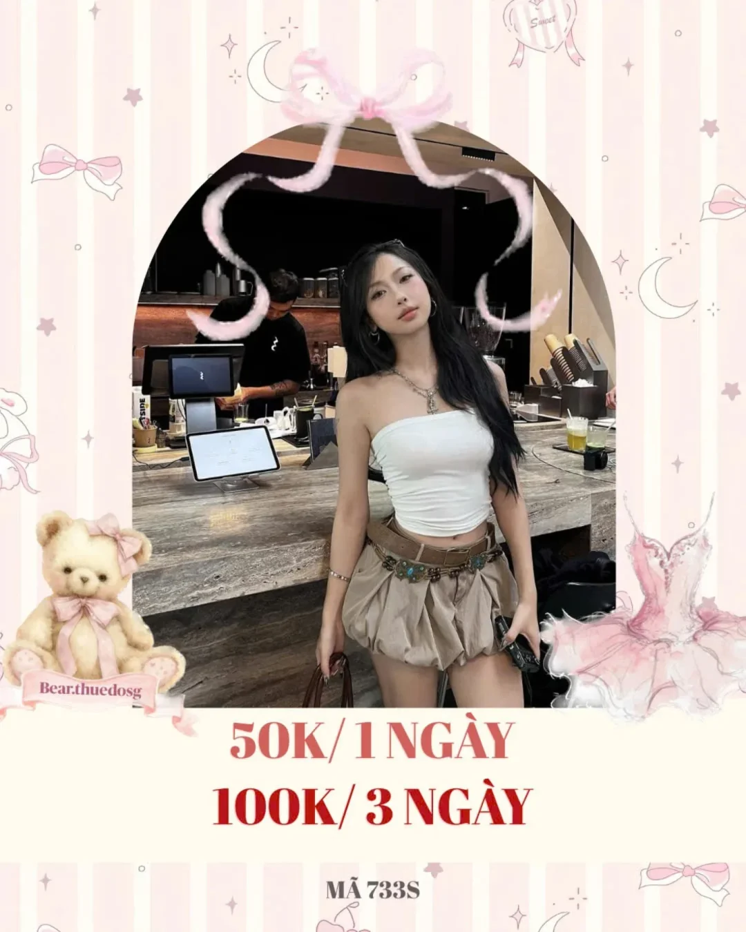 Ảnh 1 của Set áo tube top trắng quần short be nữ size S