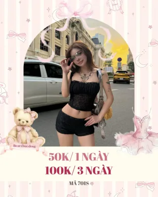Photo 1 of Set croptop ren đen nữ size M