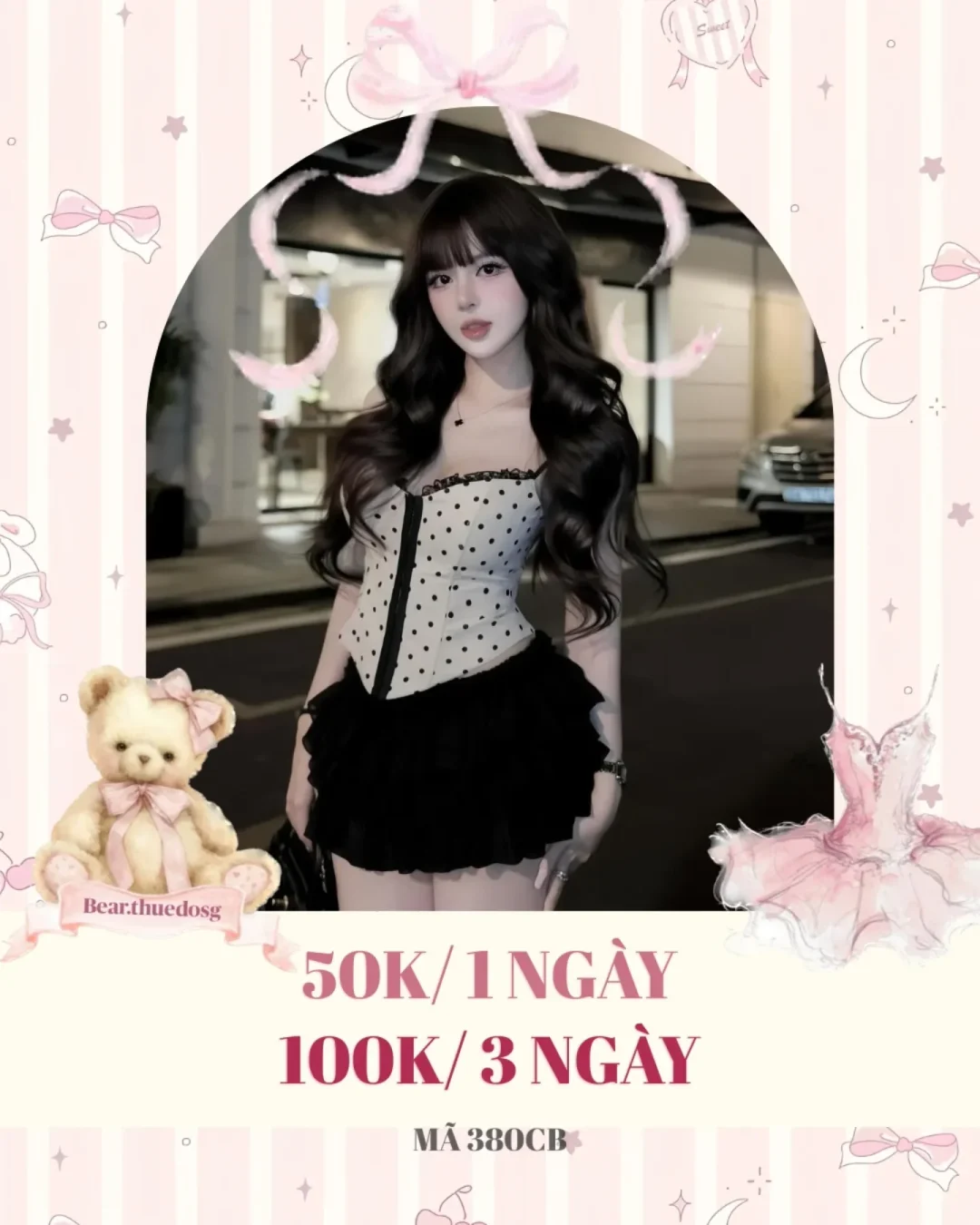 Ảnh 1 của Set corset chấm bi chân váy xòe size S