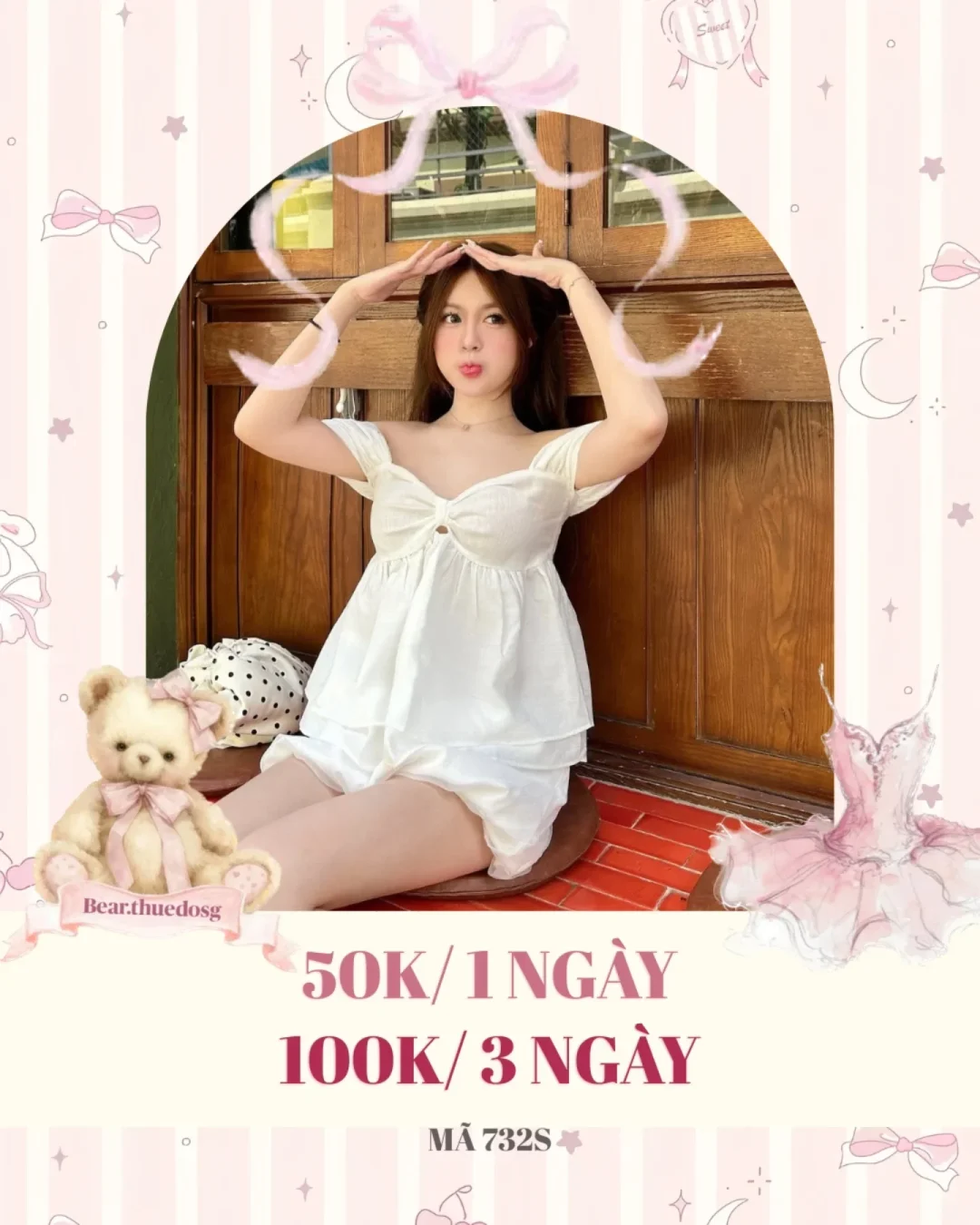 Ảnh 1 của Set babydoll trắng nữ ngọt ngào