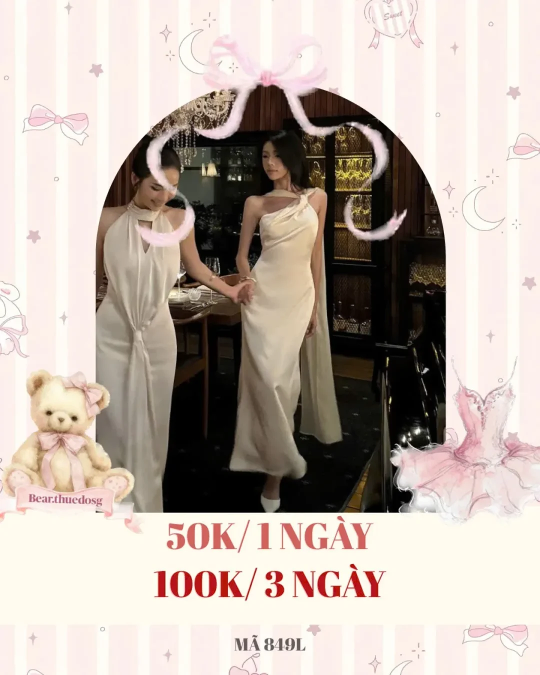 Ảnh 1 của Đầm lụa dự tiệc kem thanh lịch size M