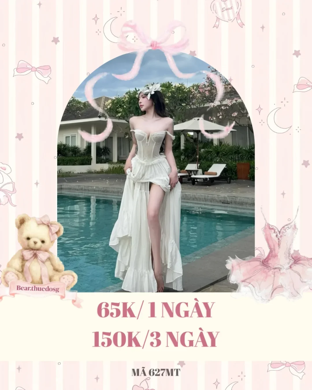 Ảnh 1 của Set váy corset trắng dài nữ cho thuê