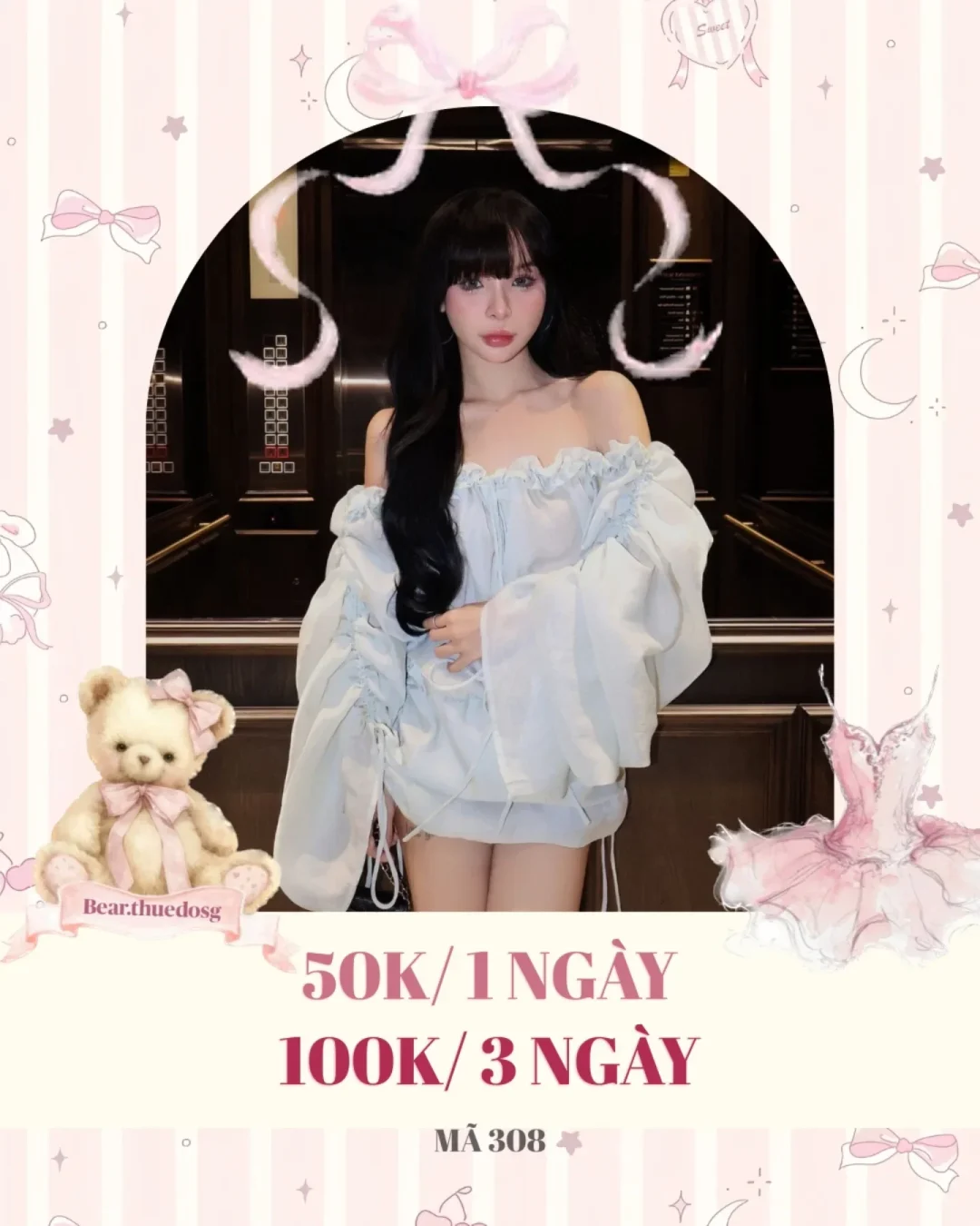 Photo 1 of Áo trễ vai tay phồng pastel nữ