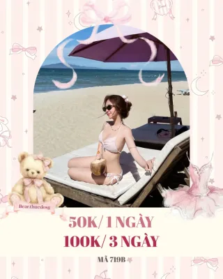 Photo 1 of Bikini hai mảnh hồng nhạt nữ buộc dây