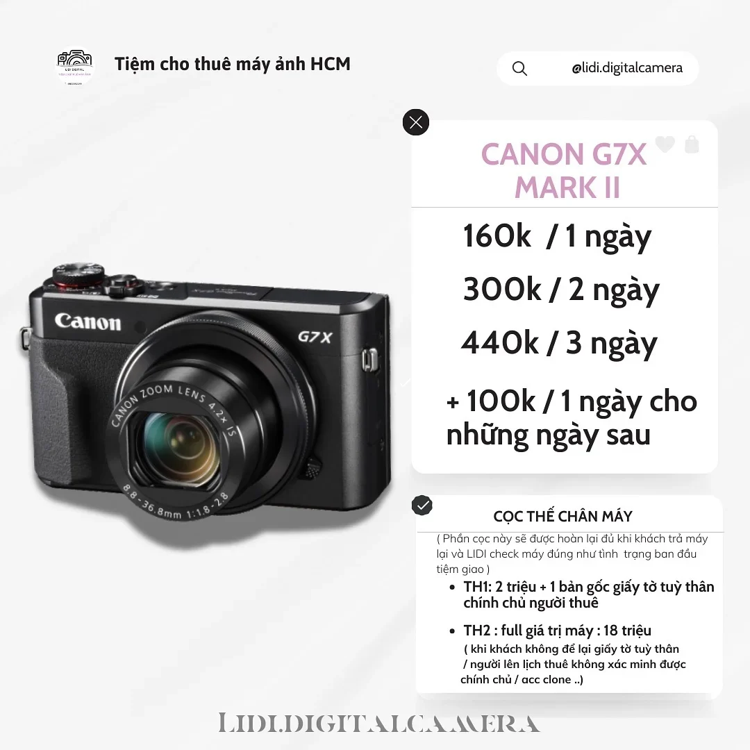 Photo 1 of Máy ảnh Canon G7X Mark II cho thuê