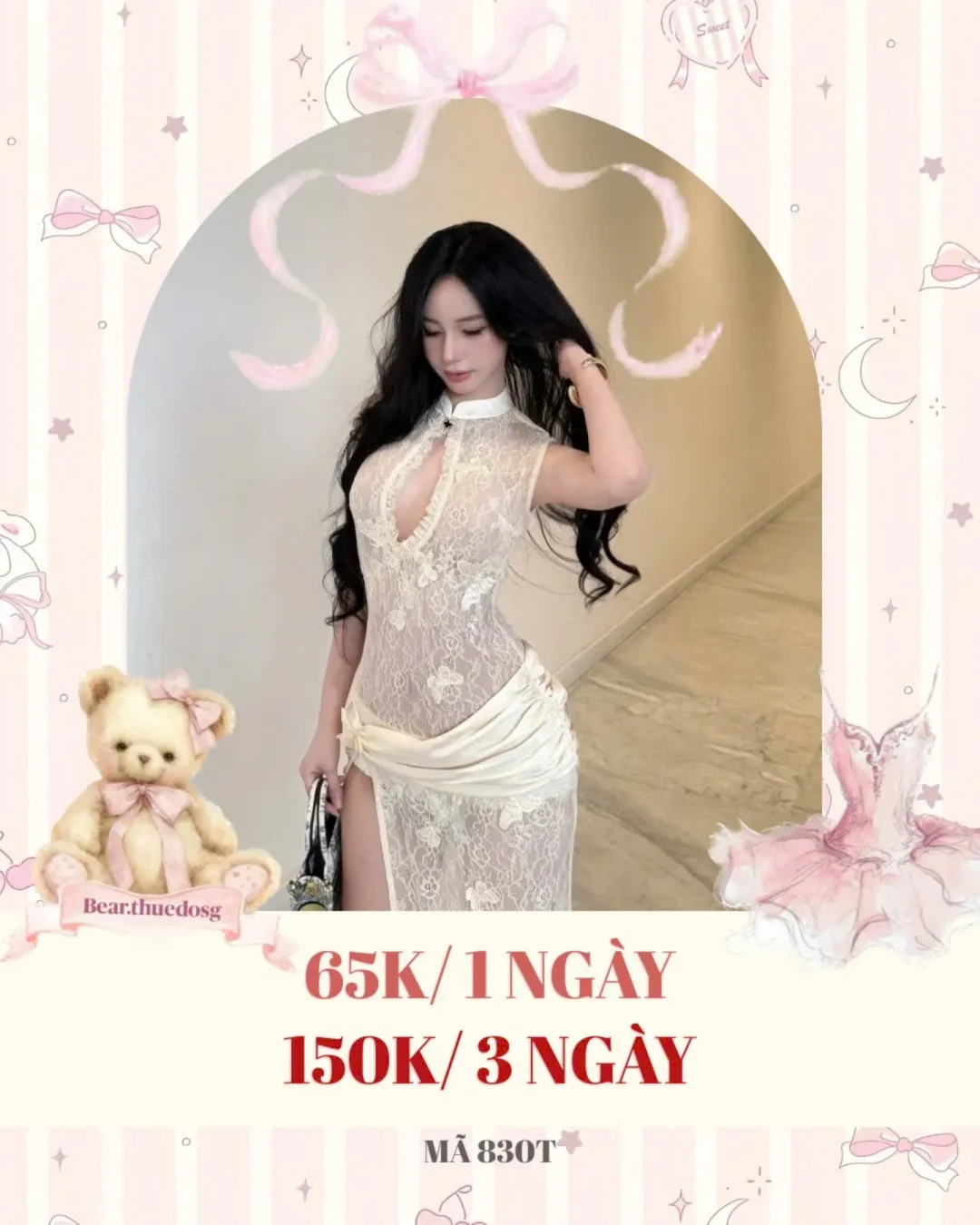 Photo 1 of Váy ren trắng thiết kế ôm body nữ