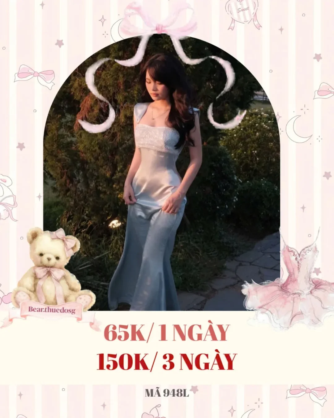 Photo 1 of Váy satin mermaid xanh nhạt size M