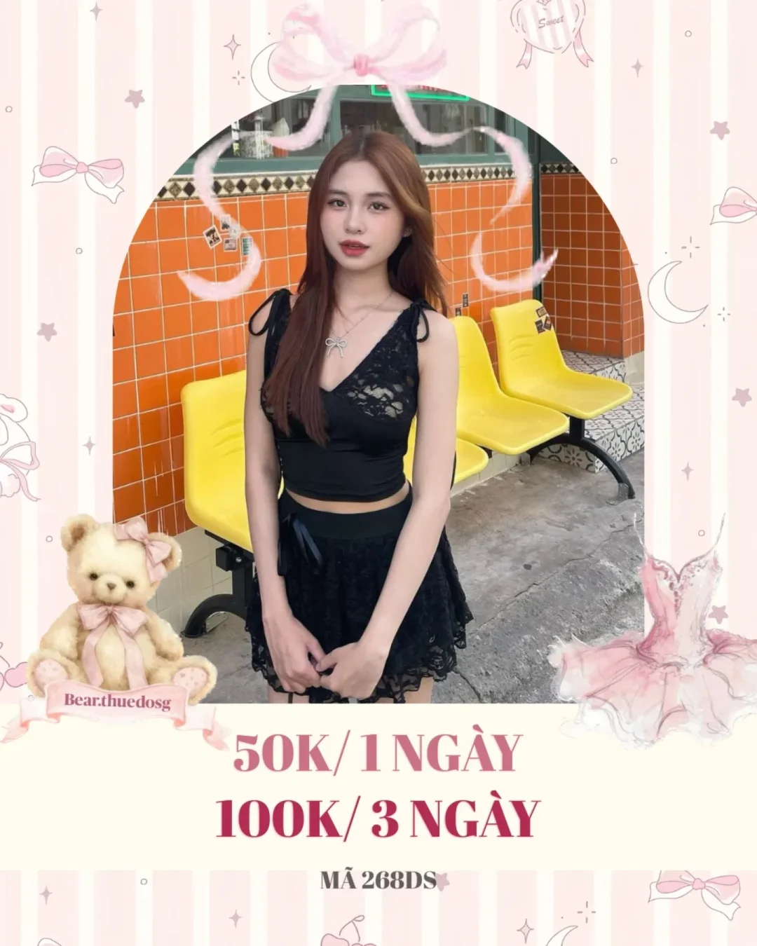 Ảnh 1 của Set croptop ren đen váy ngắn nữ size S