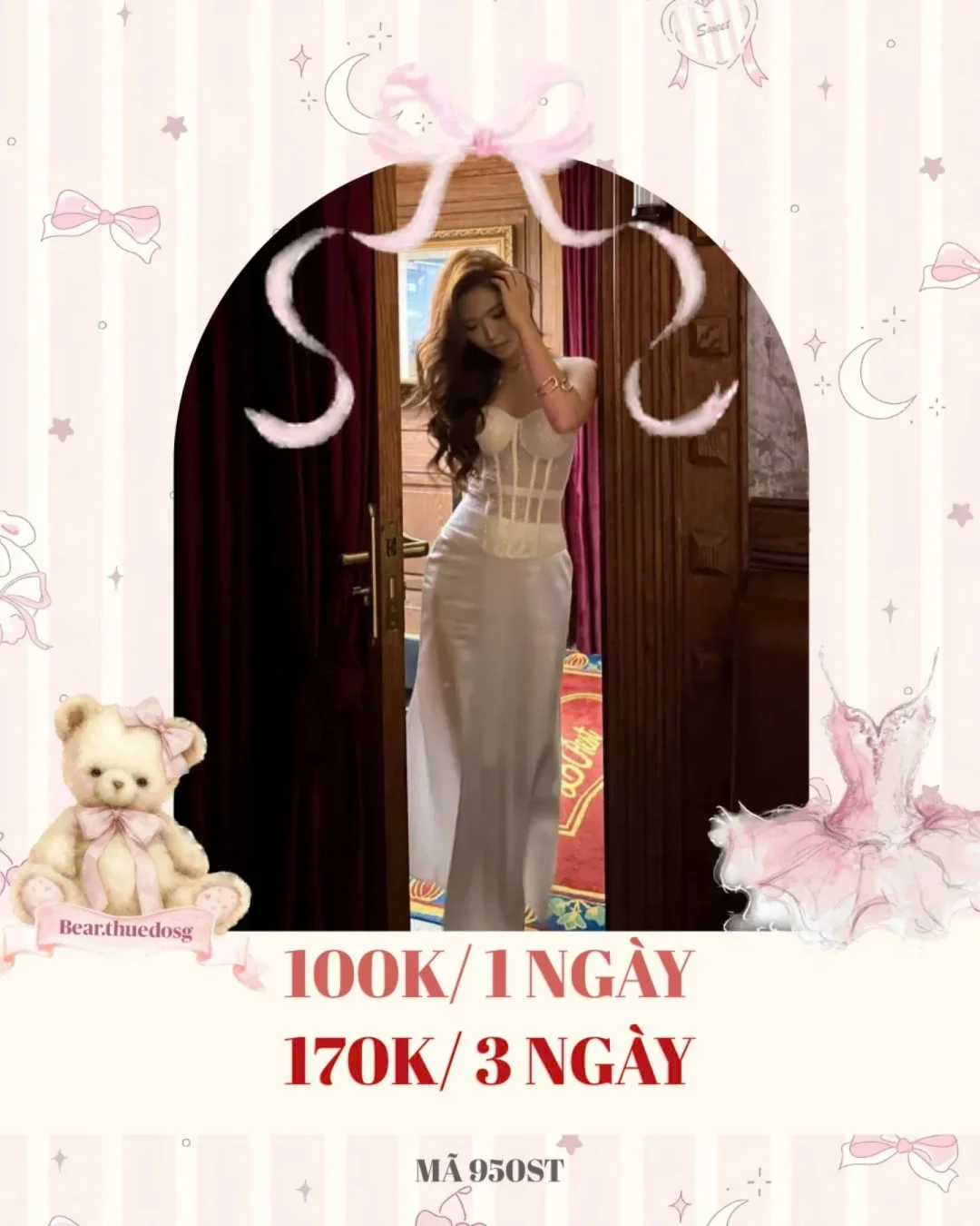 Photo 1 of Bộ corset váy dài trắng nữ tính