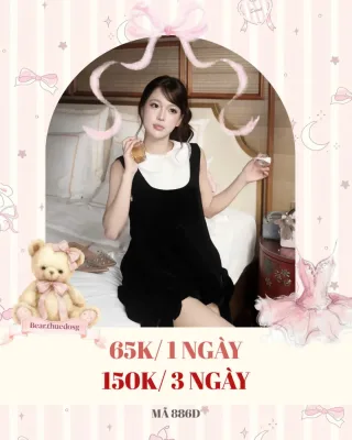 Ảnh 1 của Đầm nhung đen cổ bèo trắng nữ