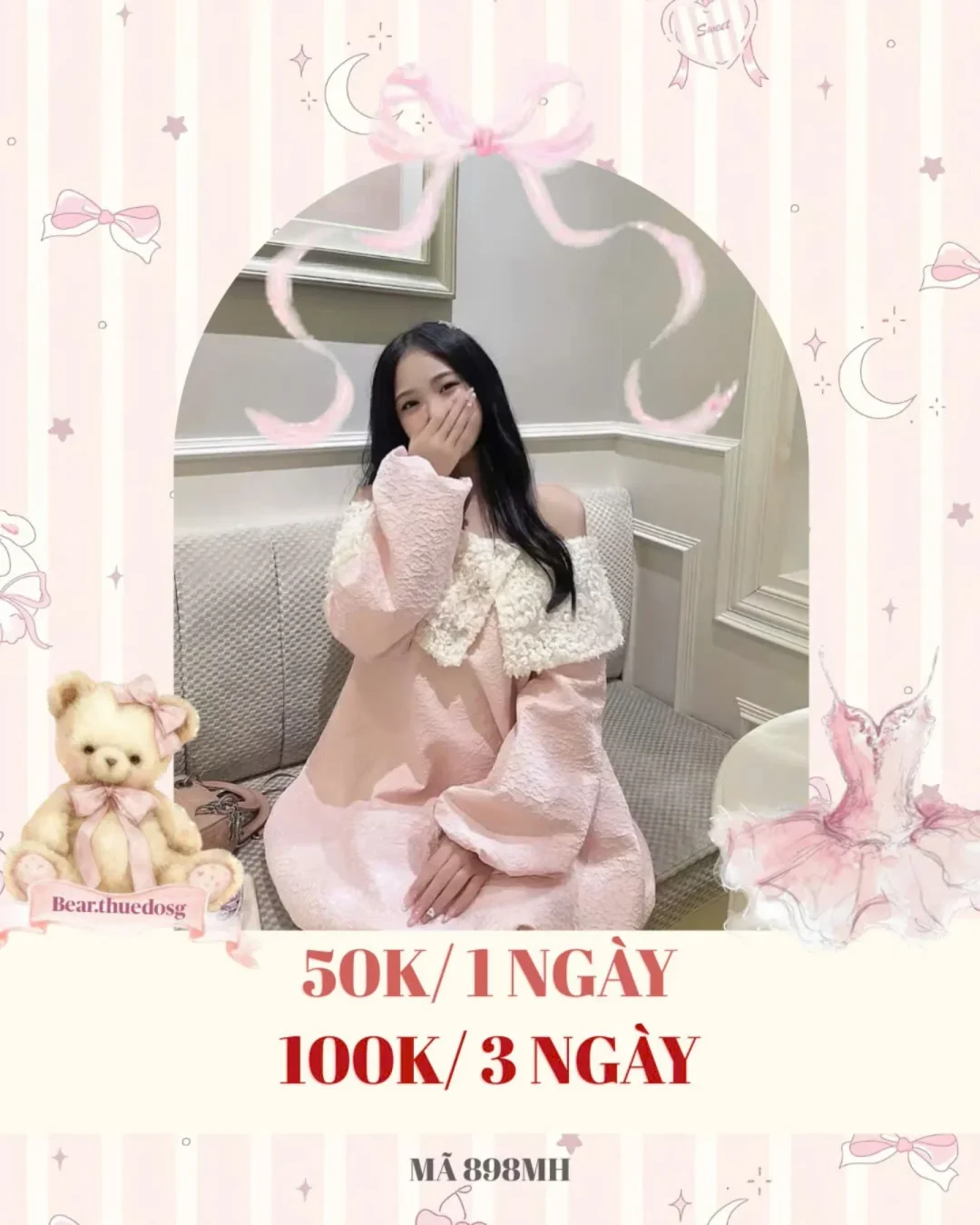 Ảnh 1 của Váy hồng trễ vai ren pastel nữ