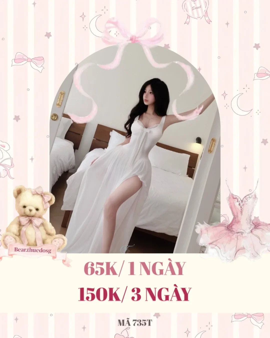 Photo 1 of Váy maxi trắng xẻ tà ren nữ