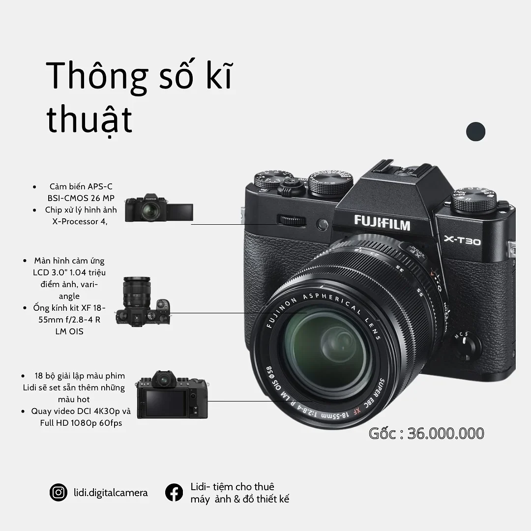 Photo 2 of Máy ảnh Fujifilm XT30ii cho thuê kèm lens