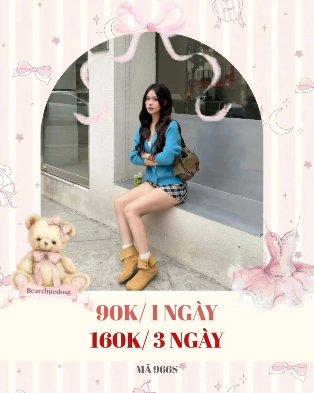Ảnh 1 của Set cardigan xanh short caro nữ size M