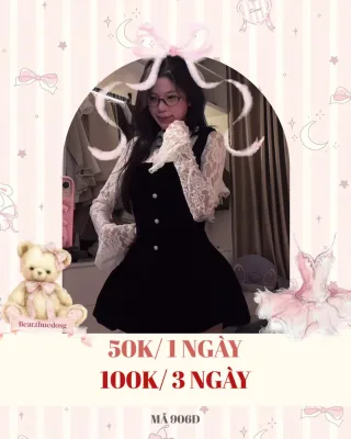 Ảnh 1 của Đầm nhung đen phối áo ren trắng vintage nữ