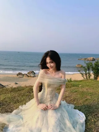 Ảnh 4 của Váy Dasha xanh mint vai trễ tulle xòe