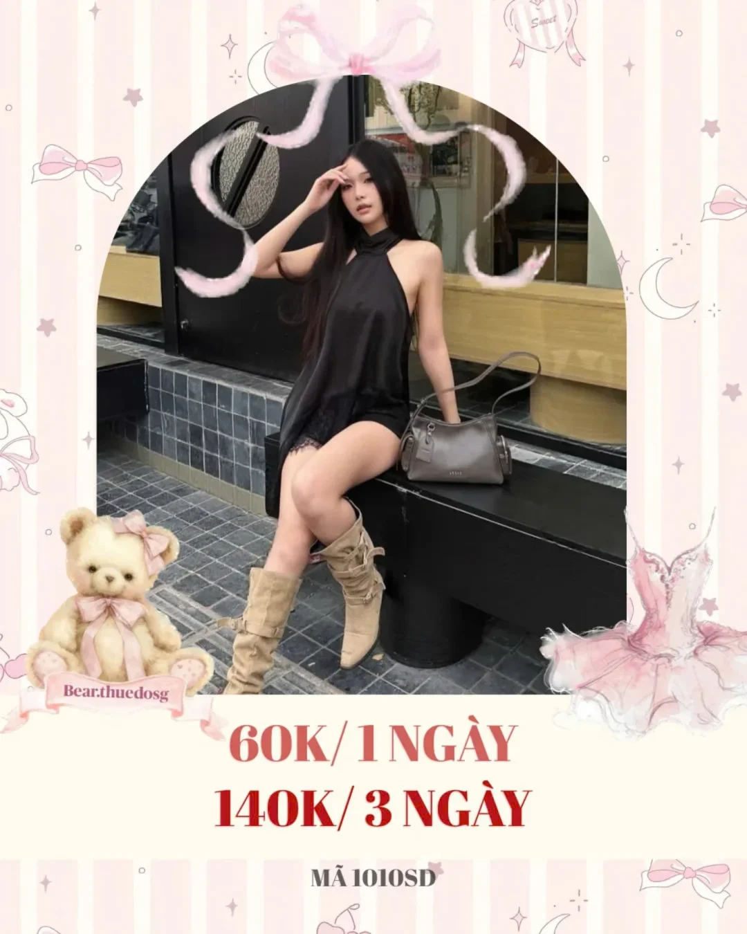 Photo 1 of Đầm ngắn đen cổ yếm satin nữ