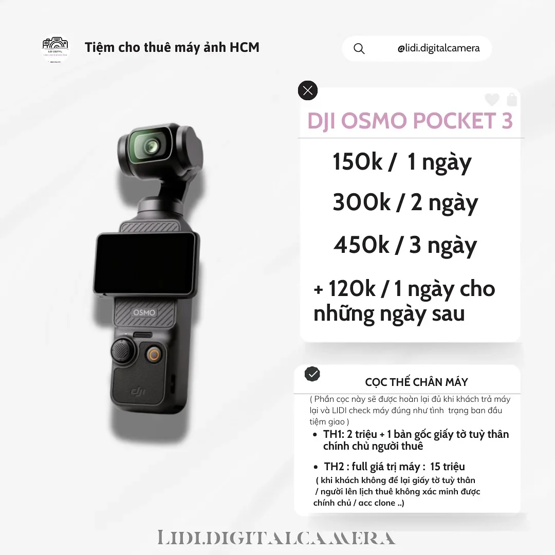 Photo 1 of DJI Osmo Pocket 3 Cho Thuê Quay Phim
