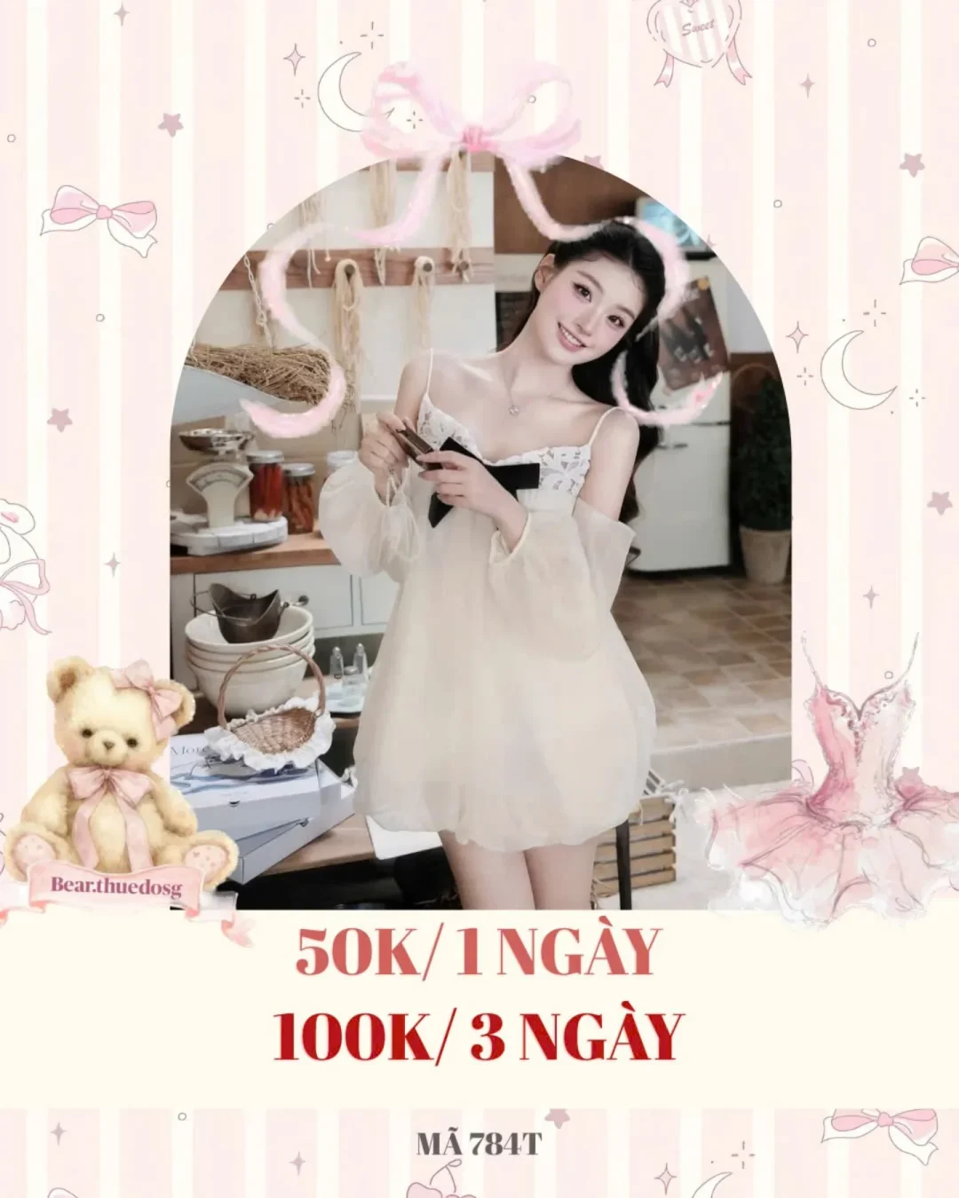Ảnh 1 của Váy babydoll voan kem size M