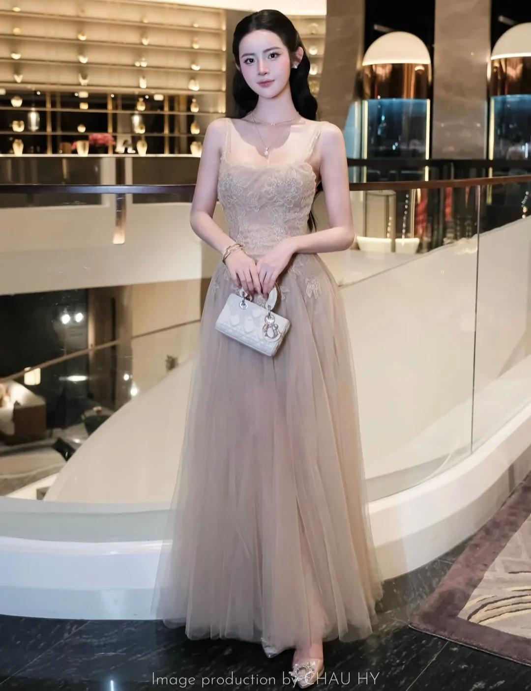 Photo 4 of Váy dạ hội ren tulle be size M
