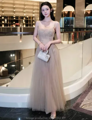 Photo 4 of Váy dạ hội ren tulle be size M