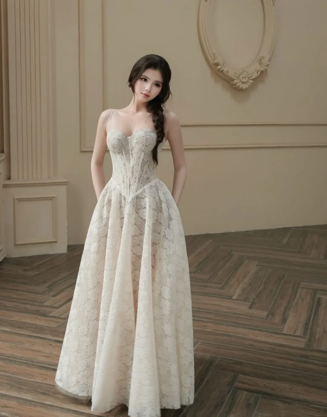 Ảnh 3 của Váy ren trắng Celina dài nữ