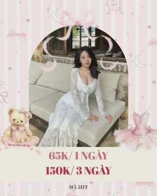 Photo 1 of Váy ren trắng dài tay mỏng nữ