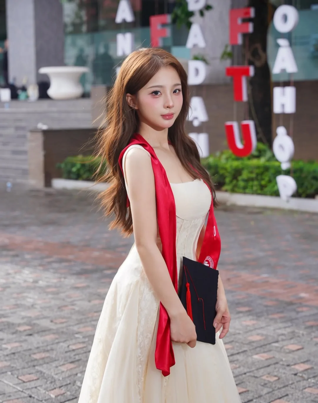 Photo 1 of Váy ren kem dạ hội tốt nghiệp nữ