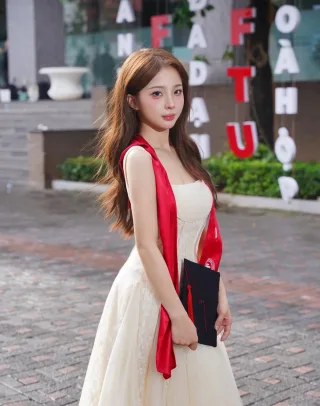 Photo 1 of Váy ren kem dạ hội tốt nghiệp nữ