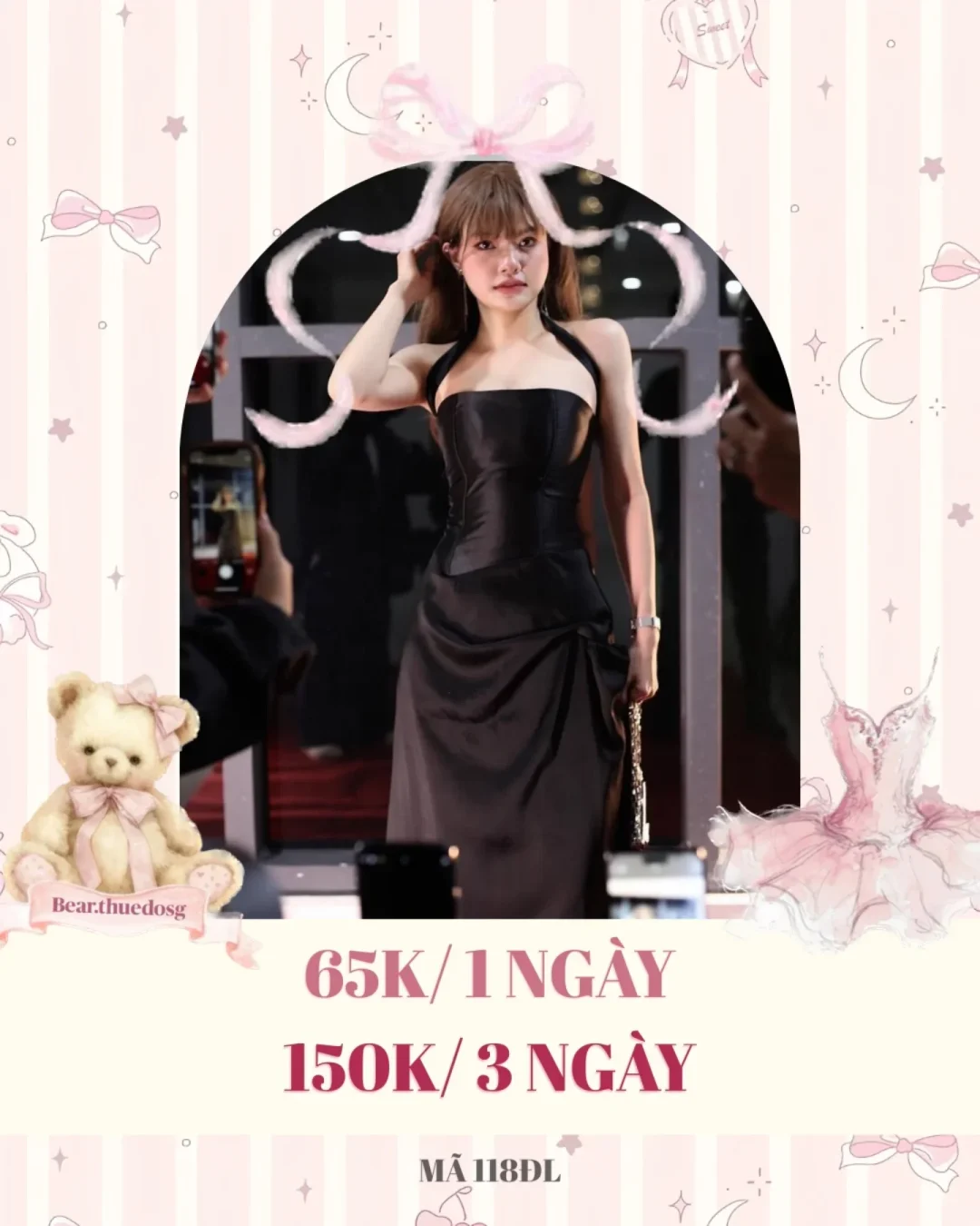 Ảnh 1 của Đầm corset satin đen dài dự tiệc