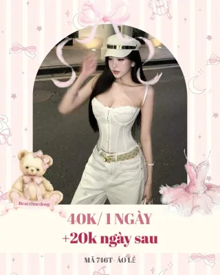 Photo 1 of Set áo corset trắng phối quần ống rộng nữ
