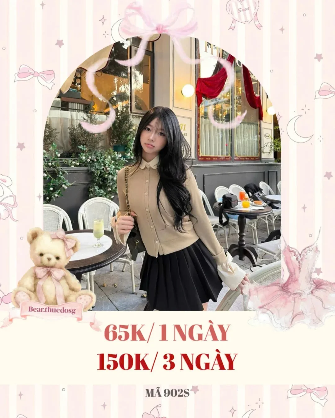 Ảnh 1 của Set cardigan be chân váy đen nữ