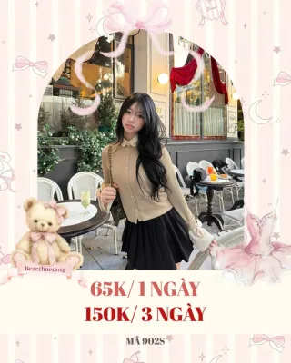 Ảnh 1 của Set cardigan be chân váy đen nữ