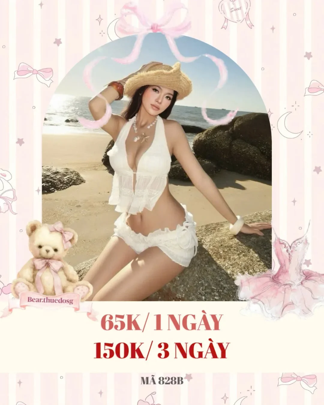 Photo 1 of Set đồ ren trắng hai mảnh nữ
