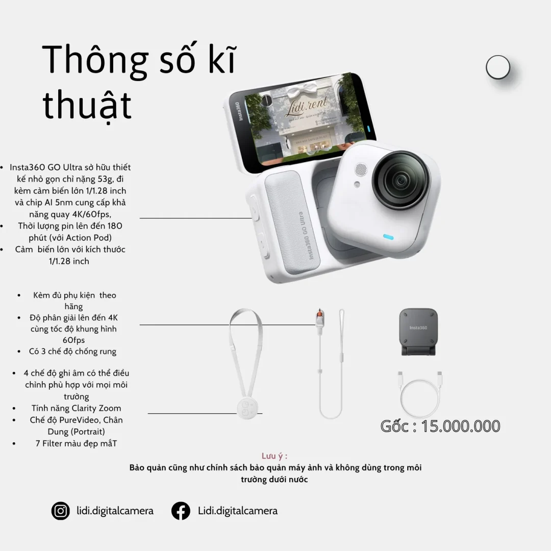 Ảnh 2 của Cho thuê máy quay Insta360 GO Ultra