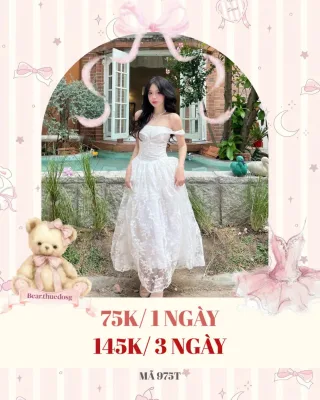 Ảnh 1 của Váy maxi trắng ren vintage nữ