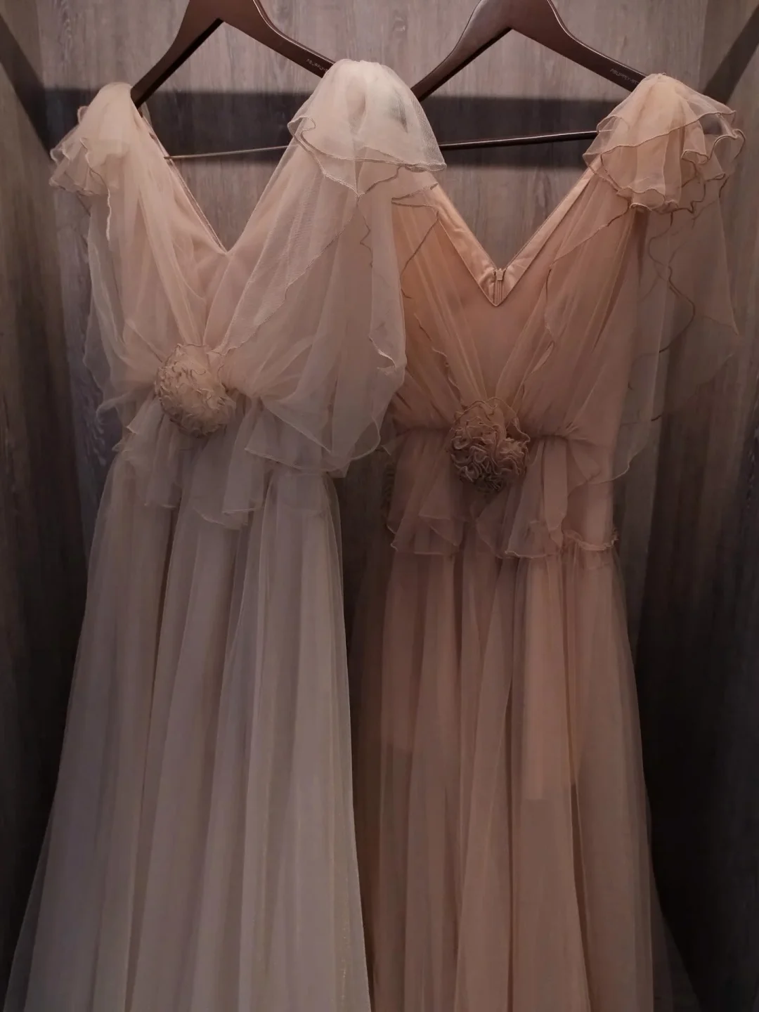 Photo 5 of Váy tiệc voan nude dài size M
