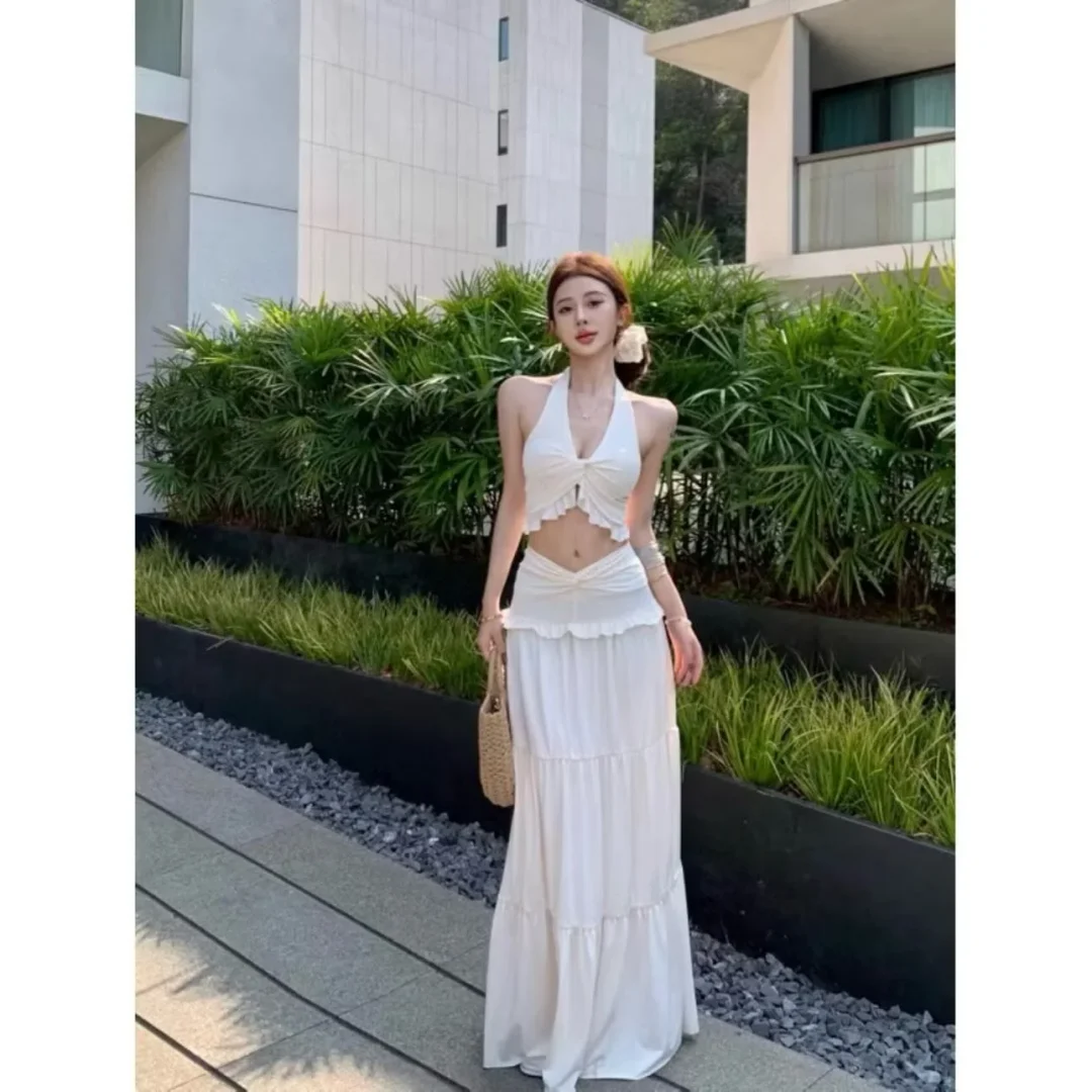 Ảnh 3 của Set croptop váy maxi trắng kem nữ size M