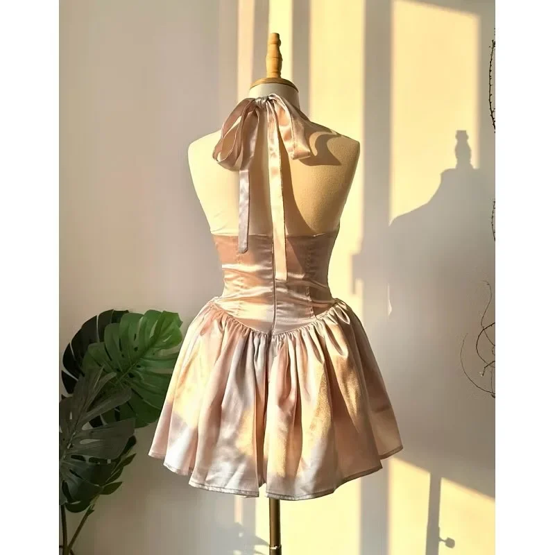 Ảnh 5 của Đầm satin hồng nhạt Florus size S