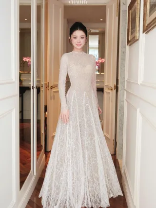 Ảnh 1 của Đầm ren trắng dài tay size S