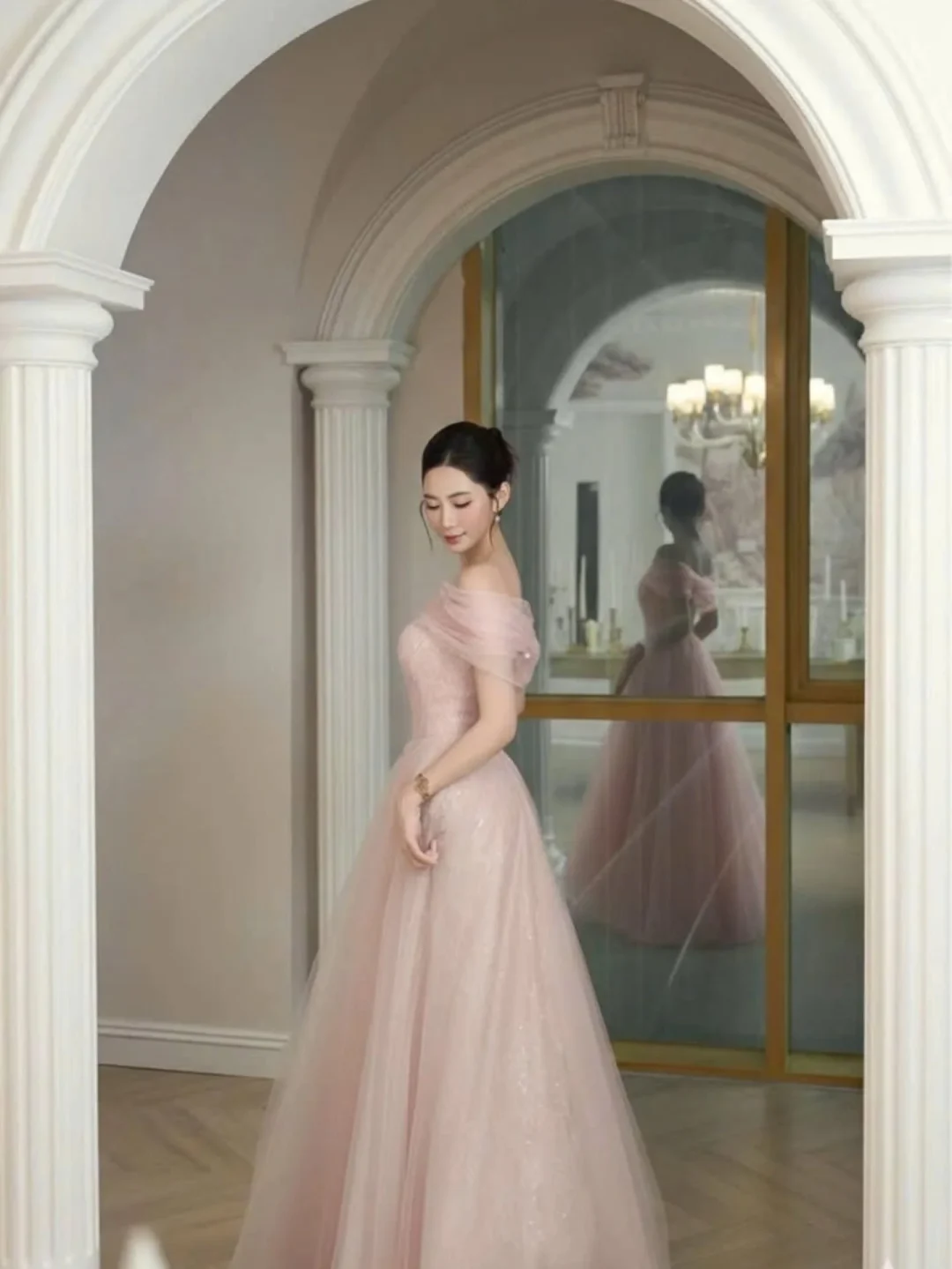 Ảnh 1 của Váy dạ hội hồng pastel xòe công chúa size M