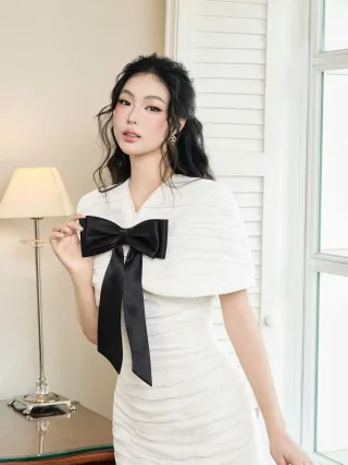 Ảnh 2 của Đầm trắng nơ đen dự tiệc size M