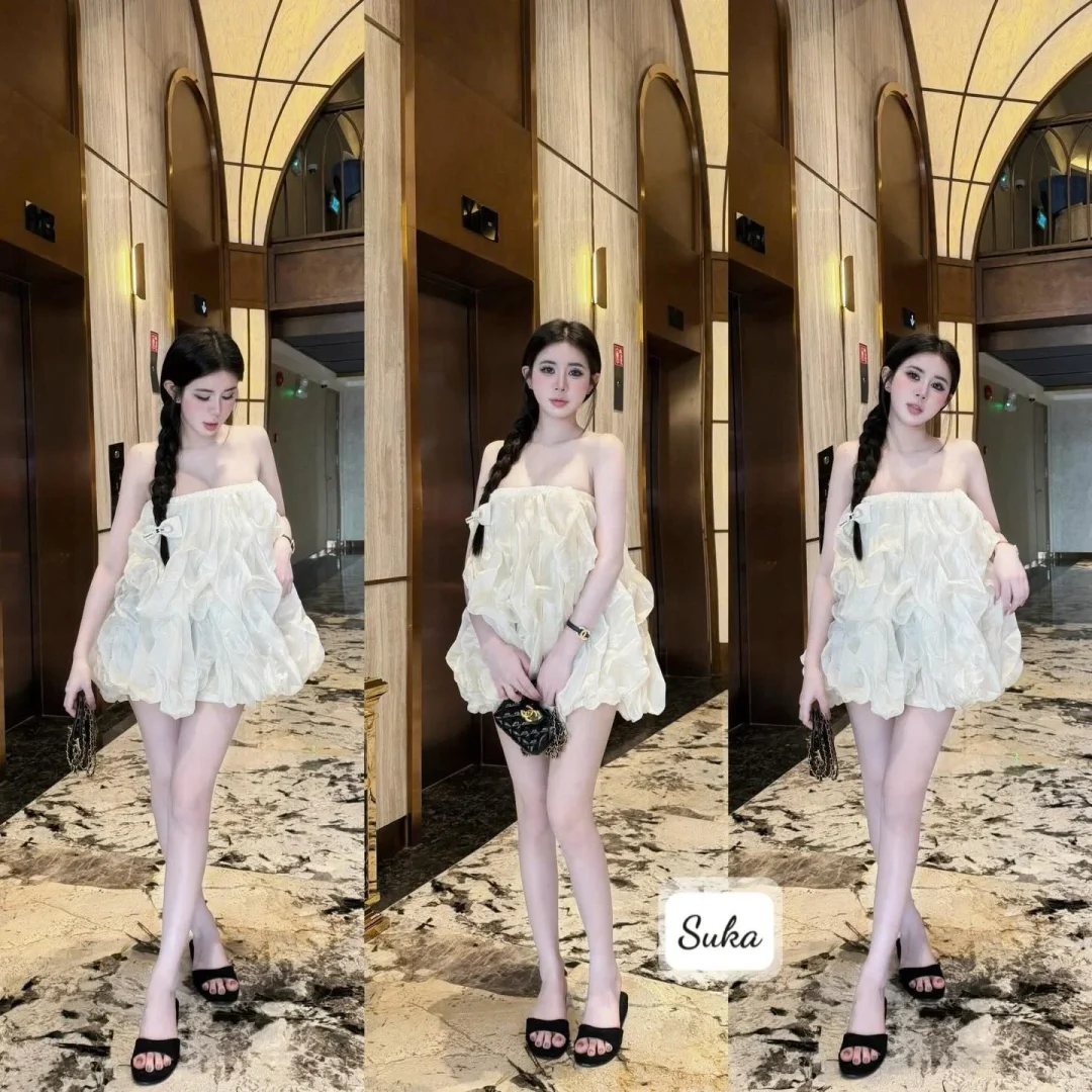 Ảnh 1 của Đầm mini bèo nhún trắng kem size M