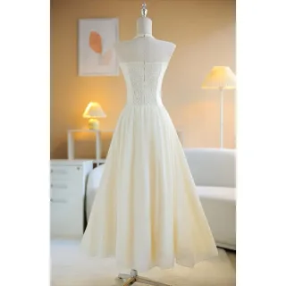 Ảnh 2 của Đầm maxi trắng cổ yếm Sò Vintage