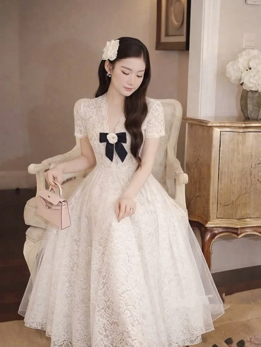 Photo 3 of Váy tiệc ren trắng nữ TC Dress