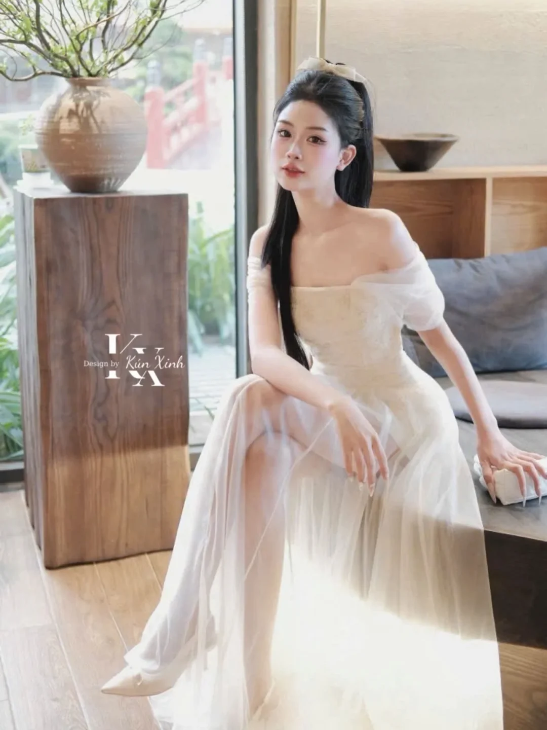 Ảnh 2 của Váy tiệc ren trắng size M nữ